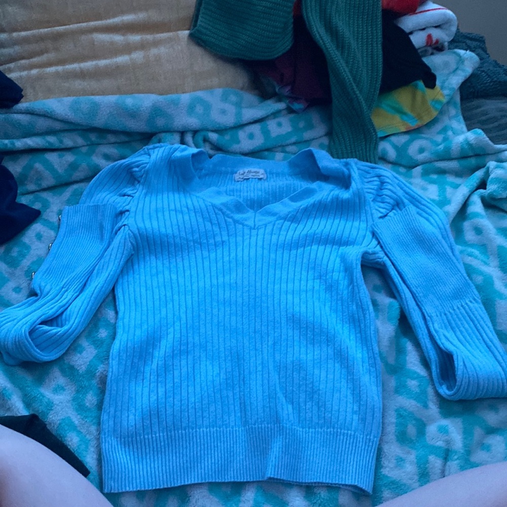 Baby Blue Long Sleeve V-Neck